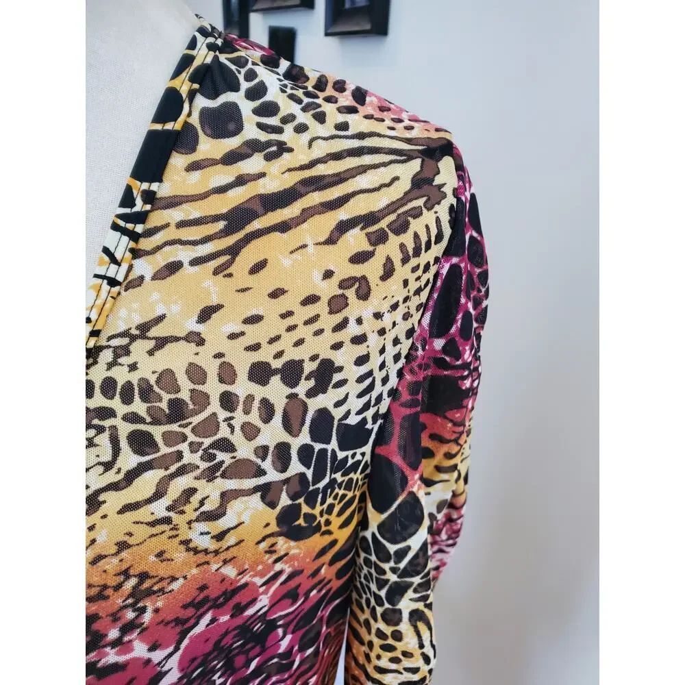 Christina‎ sheer Leopars tie wrap Kimono Large
